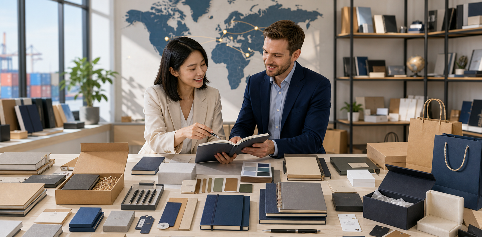 Global procurement sample table and export-ready packaging workspace