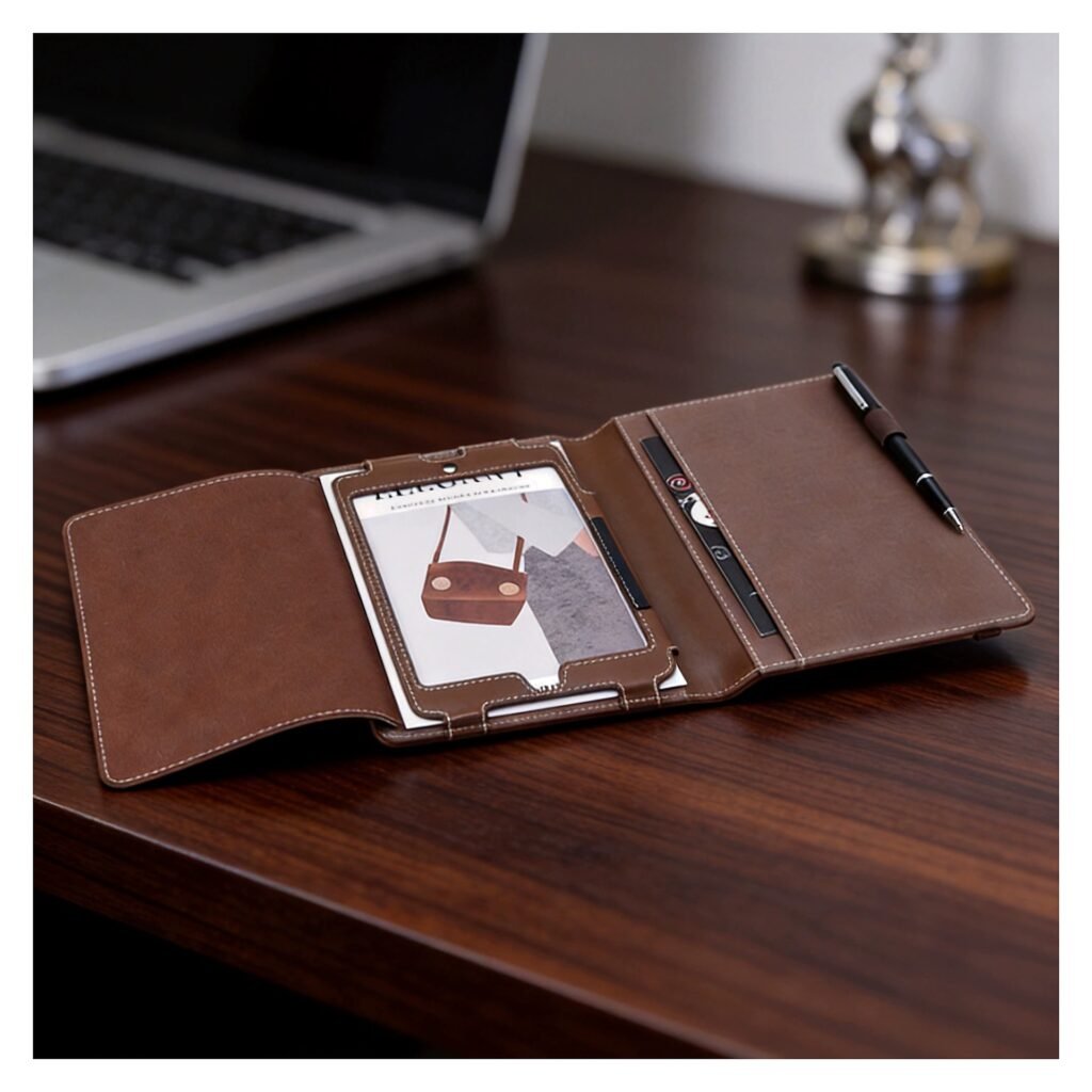 Custom Logo A4 PU Leather Business Document Folder for School Office Event and Retail Use