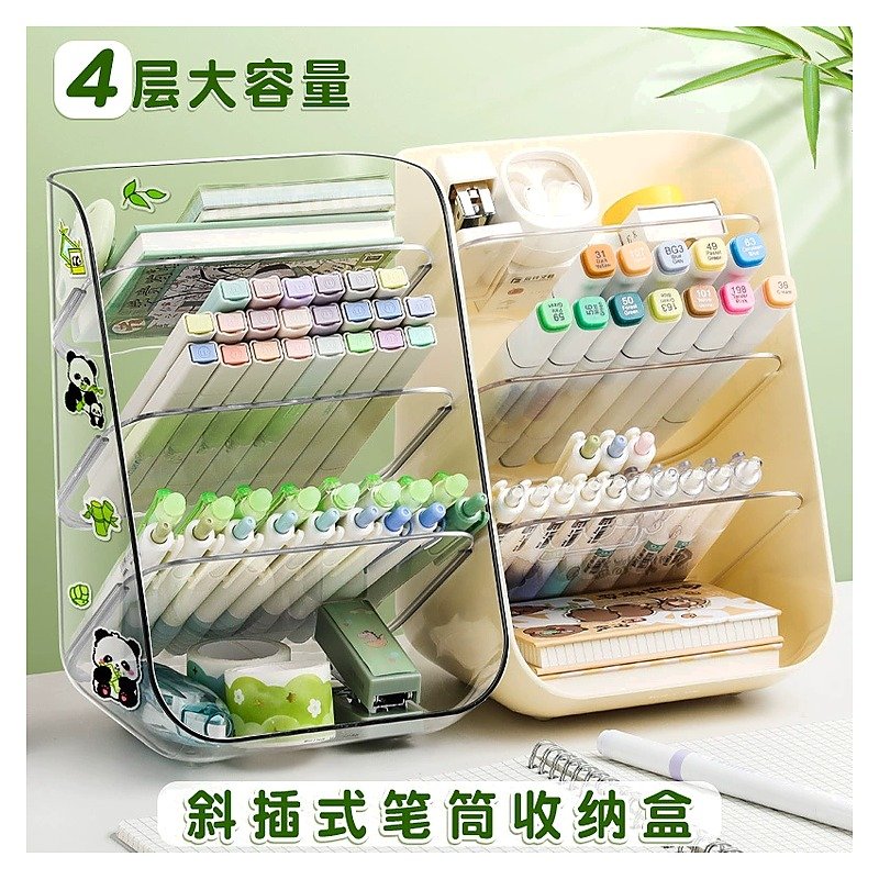 Custom Logo Plastic Clear Desktop Desk Pen Holder Organizer for School Office Event and