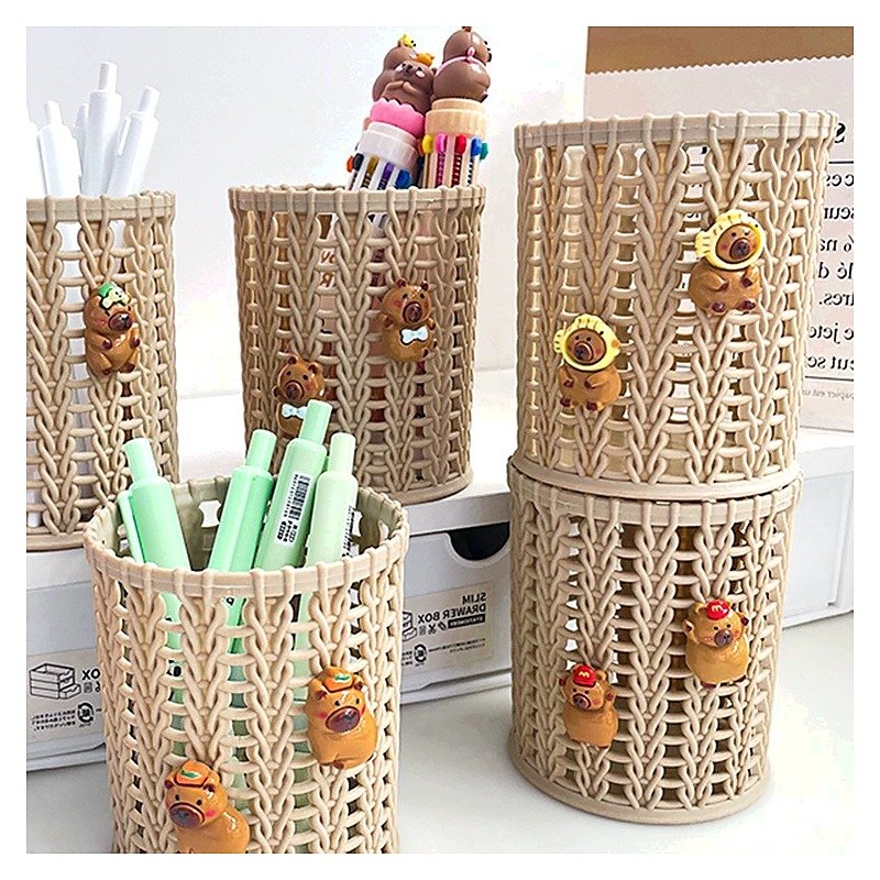 Custom Logo Plastic Cute Cartoon Desk Pen Holder Organizer for School Office Event and