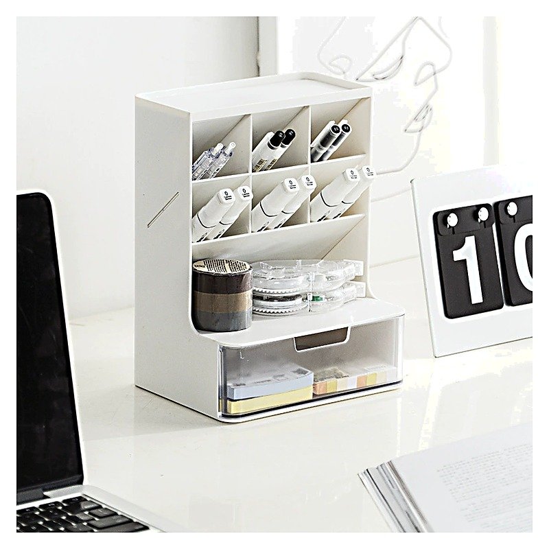 Custom Logo Plastic Desktop Storage Desk Pen Holder Organizer for School Office Edition JV
