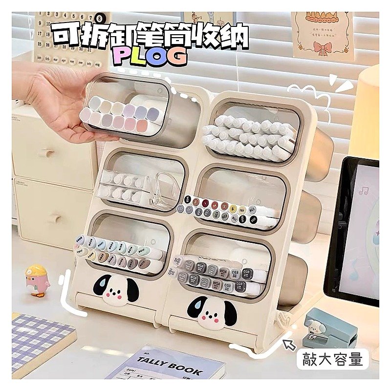 Custom Logo Plastic Desktop Storage Desk Pen Holder Organizer for School Office Edition KB