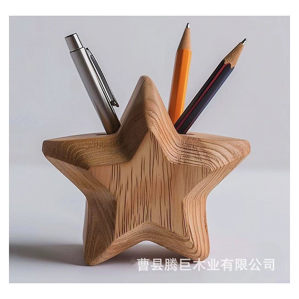 Custom Logo Wood Desktop Desk Pen Holder Organizer for School Office Event and Retail Use