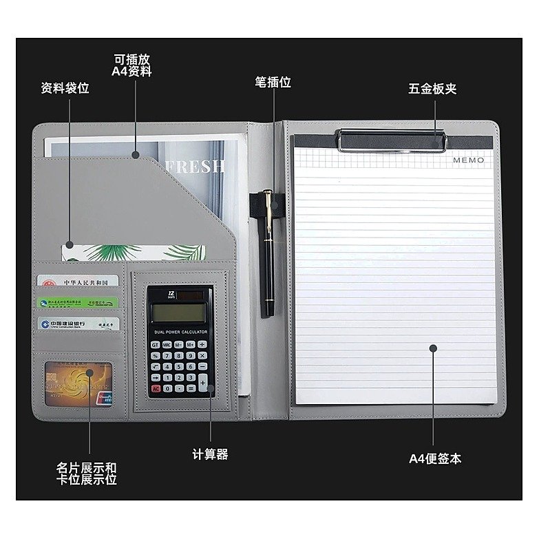 Custom Logo A4 Leather Business Document Folder for School Office Event and Retail Use