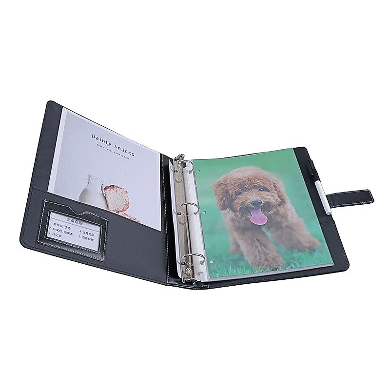 Custom Logo A4 PU Leather Loose-leaf Document Folder for School Office Event and Retail Use