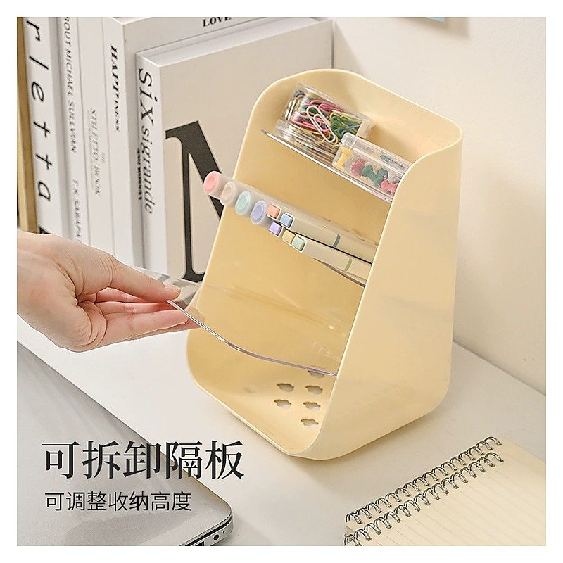 Custom Logo Plastic Clear Desktop Desk Pen Holder Organizer for School Office Event and