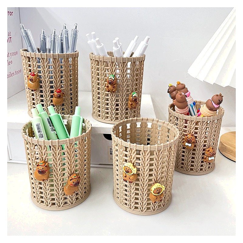 Custom Logo Plastic Cute Cartoon Desk Pen Holder Organizer for School Office Event and