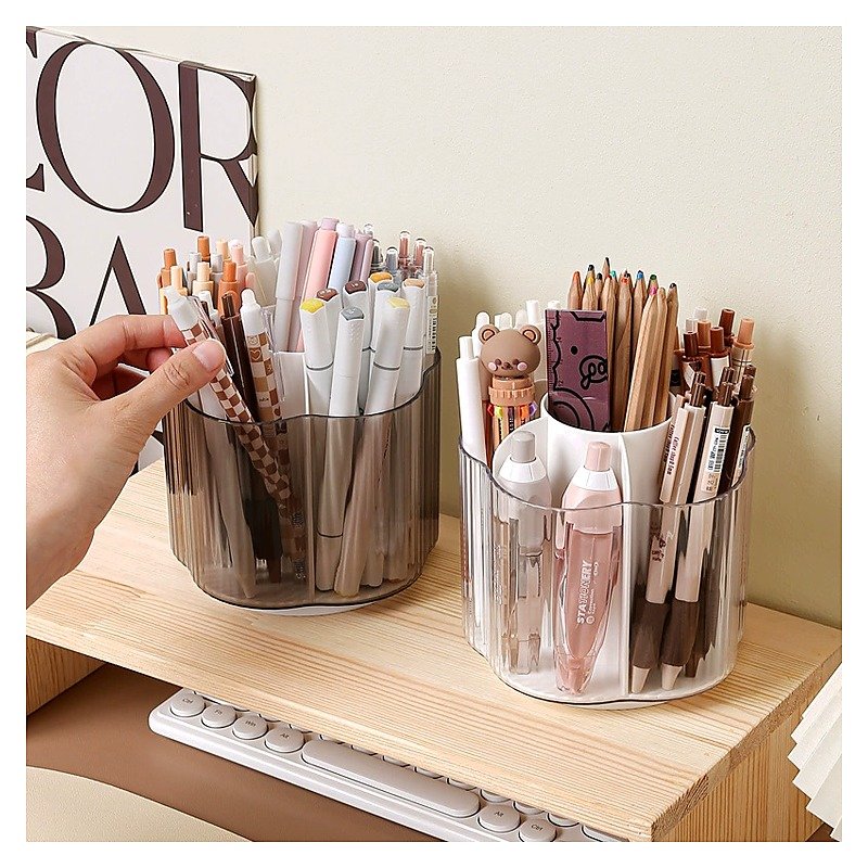Custom Logo Plastic Desktop Storage Desk Pen Holder Organizer for School Office Edition JM