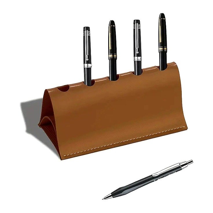 Custom Logo PU Leather Business Storage Desk Pen Holder Organizer for School Office Event