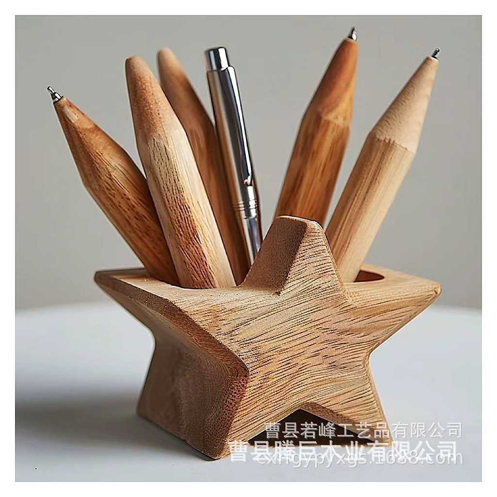 Custom Logo Wood Desktop Desk Pen Holder Organizer for School Office Event and Retail Use