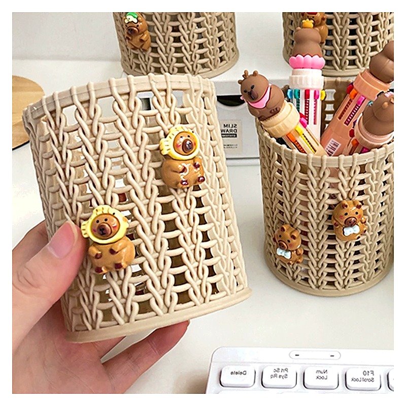 Custom Logo Plastic Cute Cartoon Desk Pen Holder Organizer for School Office Event and