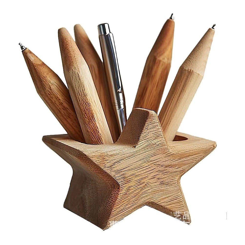 Custom Logo Wood Desktop Desk Pen Holder Organizer for School Office Event and Retail Use